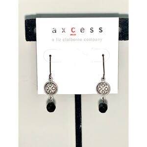 Axcess by Liz Clairborne Dainty Silver and Black Drop Earrings NWT
